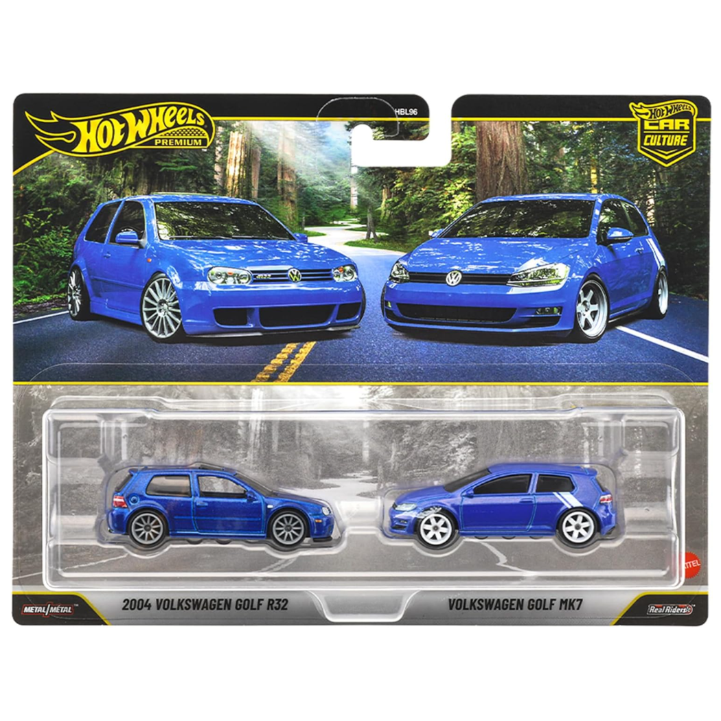 Hot Wheels Premium 2-Pack - 2004 Volkswagen Golf R32 & Volkswagen Golf MK7 - (JHW49)