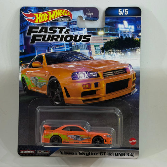 Hot Wheels Premium - Nissan Skyline GT-R (BNR34) - Fast & Furious - 5/5 (HKD21)