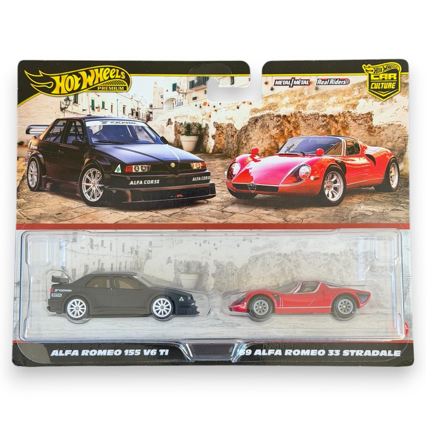 Hot Wheels Premium 2-Pack - Alfa Romeo 155 V6 TI & 1969 Alfa Romeo 33 Stradale - (JBK95)
