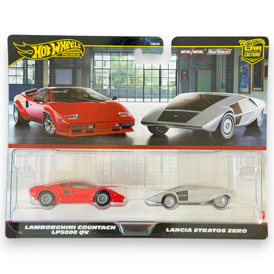 Hot Wheels Premium 2-Pack - Lamborghini Countach & Lancia Stratos Zero- (JBL02)