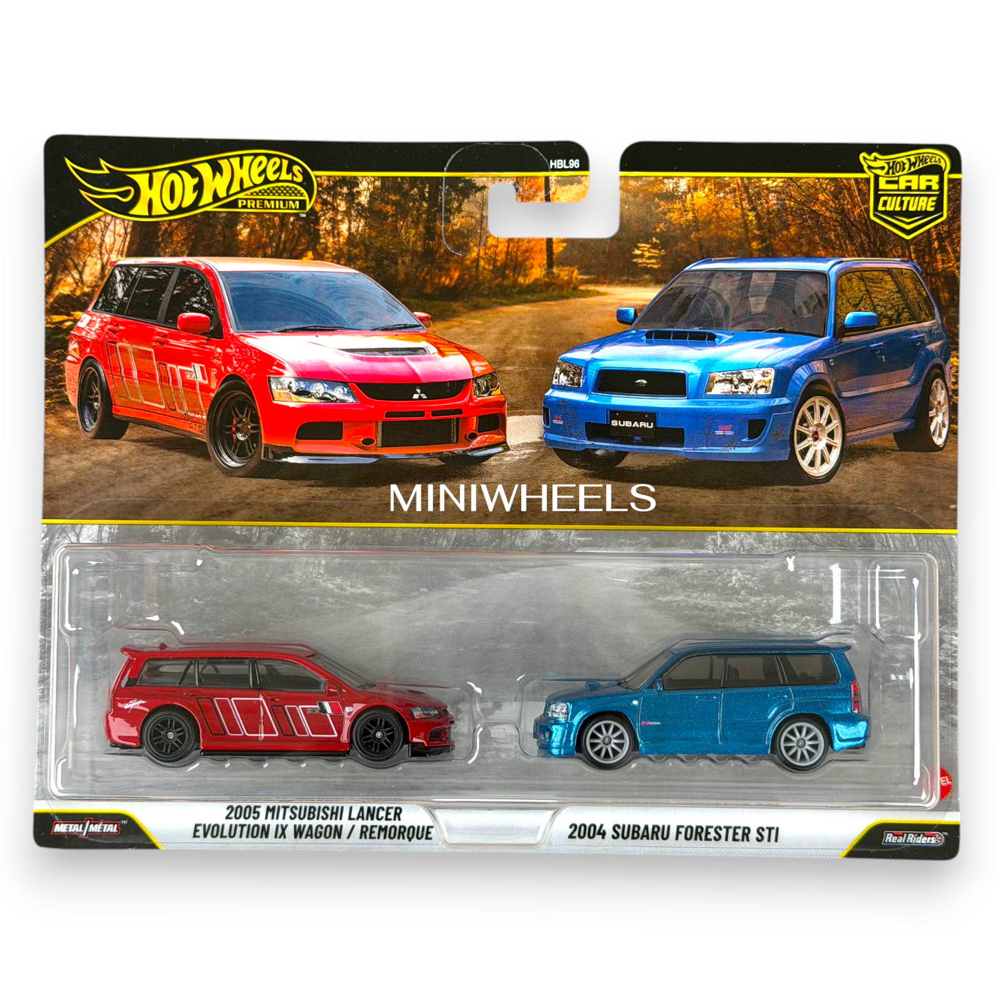 Hot Wheels Premium 2-Pack - Mitsubishi Lancer & Subaru Forester - (JHW46)
