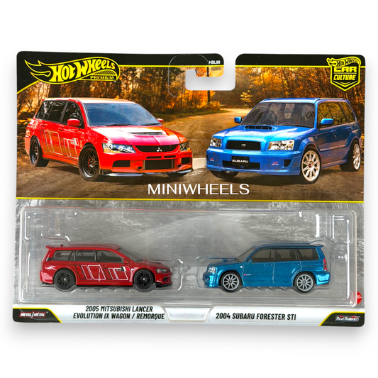 Hot Wheels Premium 2-Pack - Mitsubishi Lancer & Subaru Forester - (JHW46)